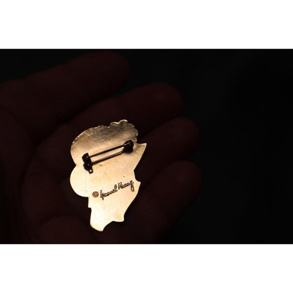 Samuel Huang Art Deco Woman Enamel Brooch Face Pin - Picture 3 of 3
